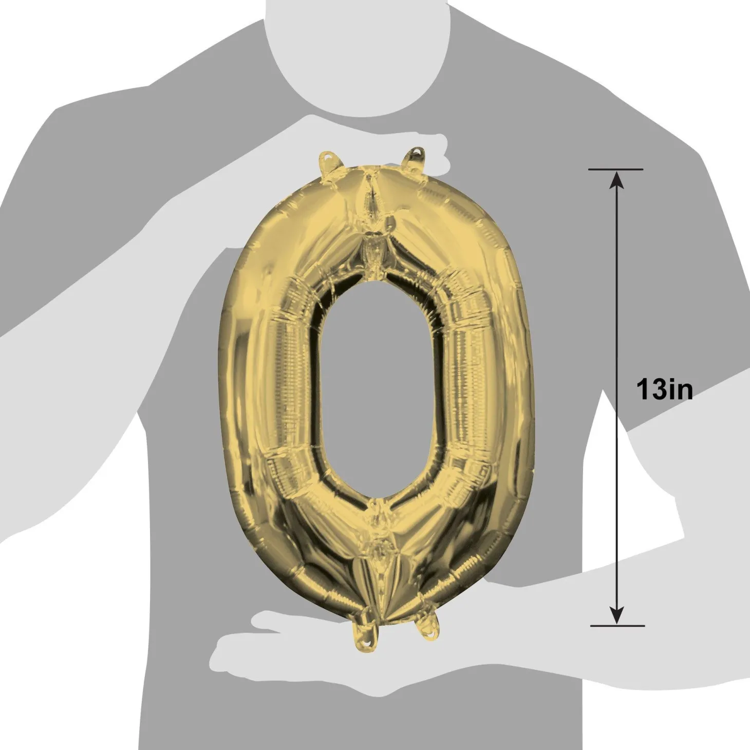 13in Air-Filled White Gold Number (0-9) Balloon