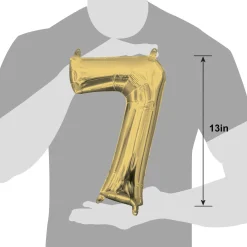 13in Air-Filled White Gold Number (0-9) Balloon