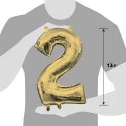 13in Air-Filled White Gold Number (0-9) Balloon