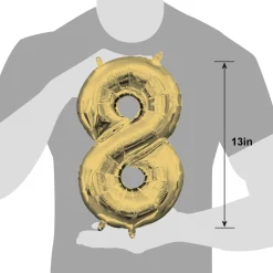 13in Air-Filled White Gold Number (0-9) Balloon