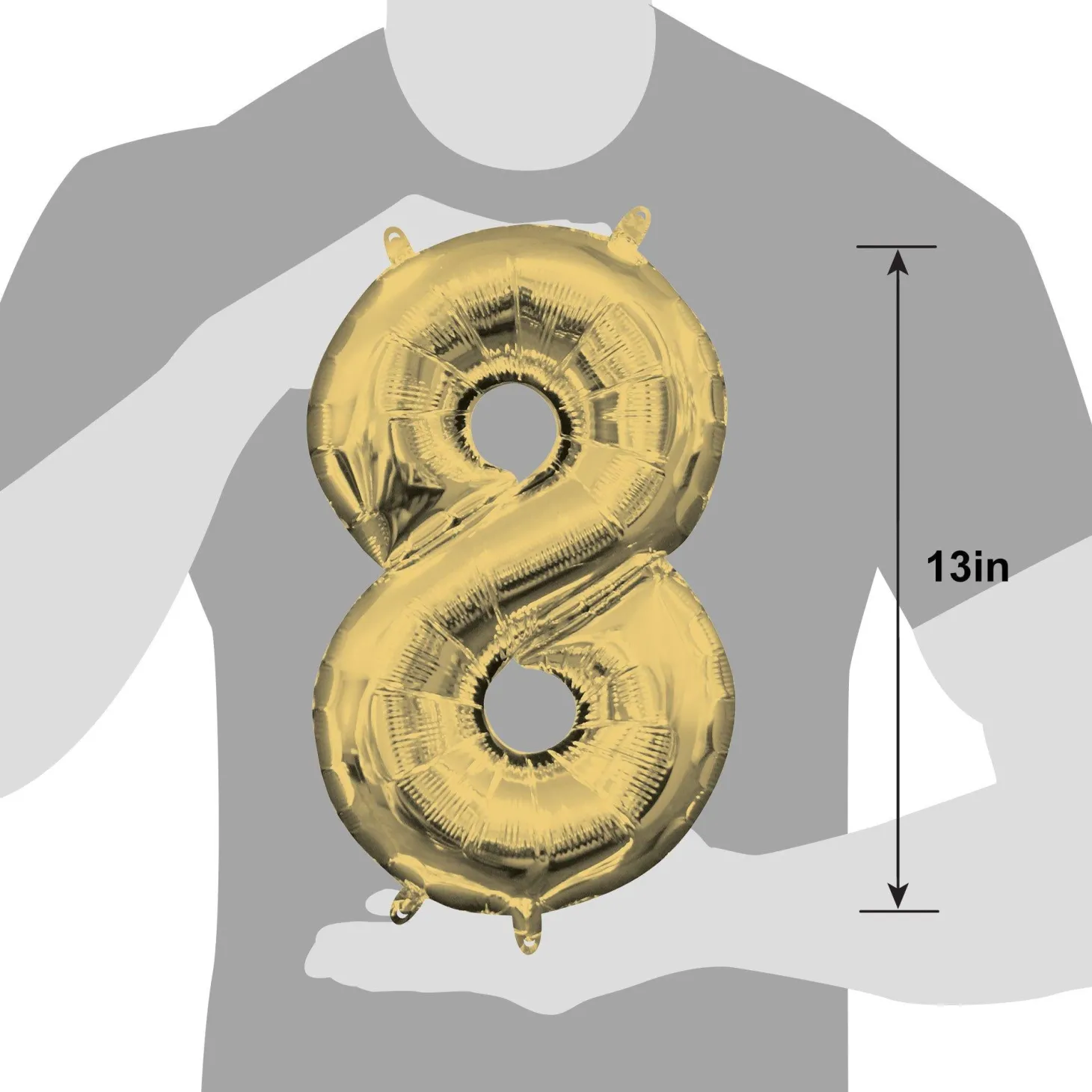 13in Air-Filled White Gold Number (0-9) Balloon