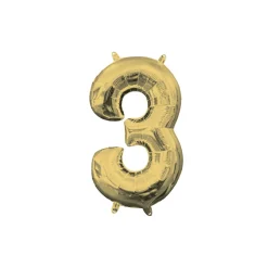 13in Air-Filled White Gold Number (0-9) Balloon