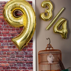 13in Air-Filled White Gold Number (0-9) Balloon