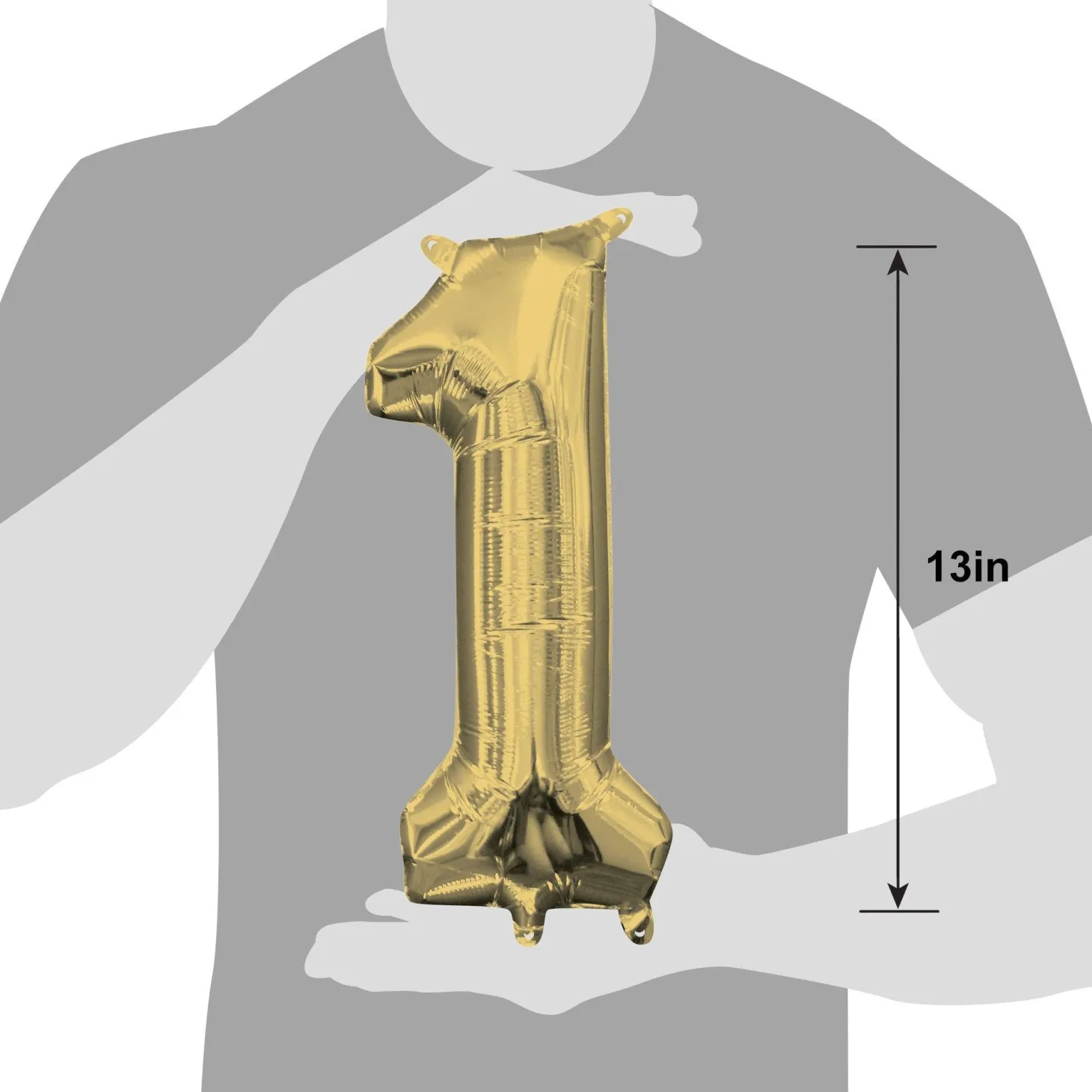 13in Air-Filled White Gold Number (0-9) Balloon