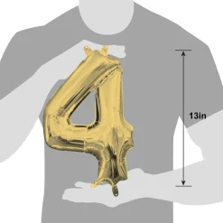 13in Air-Filled White Gold Number (0-9) Balloon