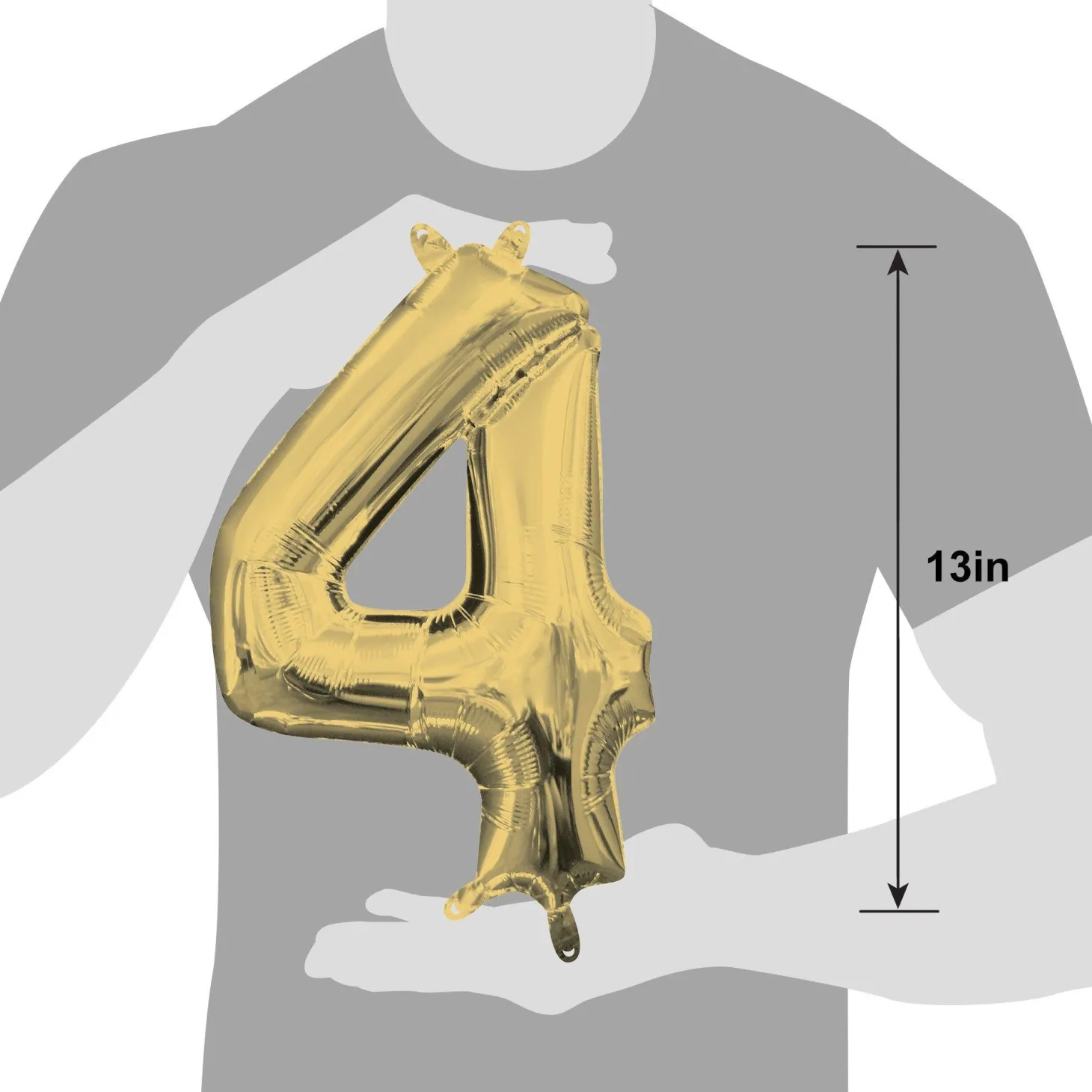 13in Air-Filled White Gold Number (0-9) Balloon