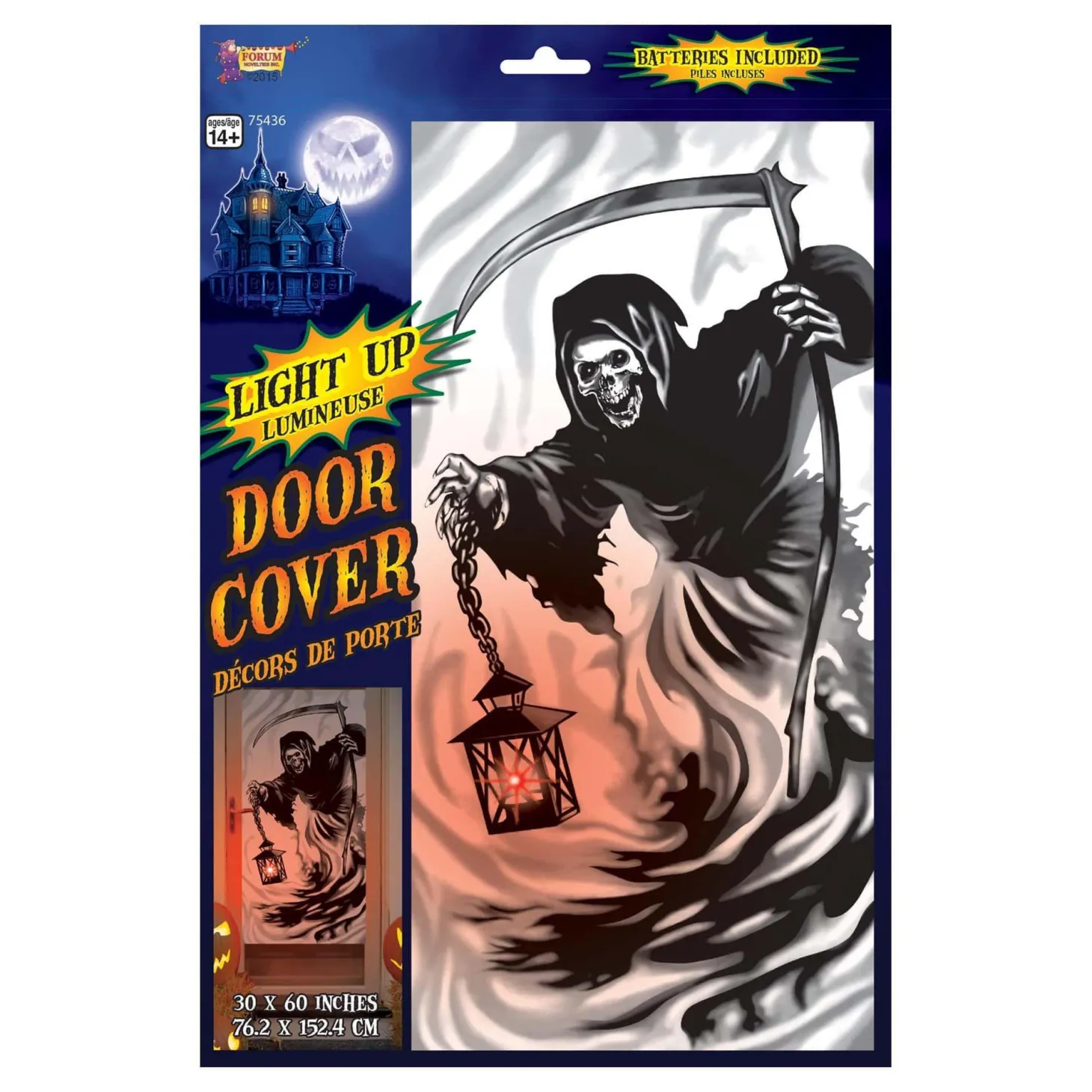 60-inch Creepy Reaper Light Up Door Cover Decoration