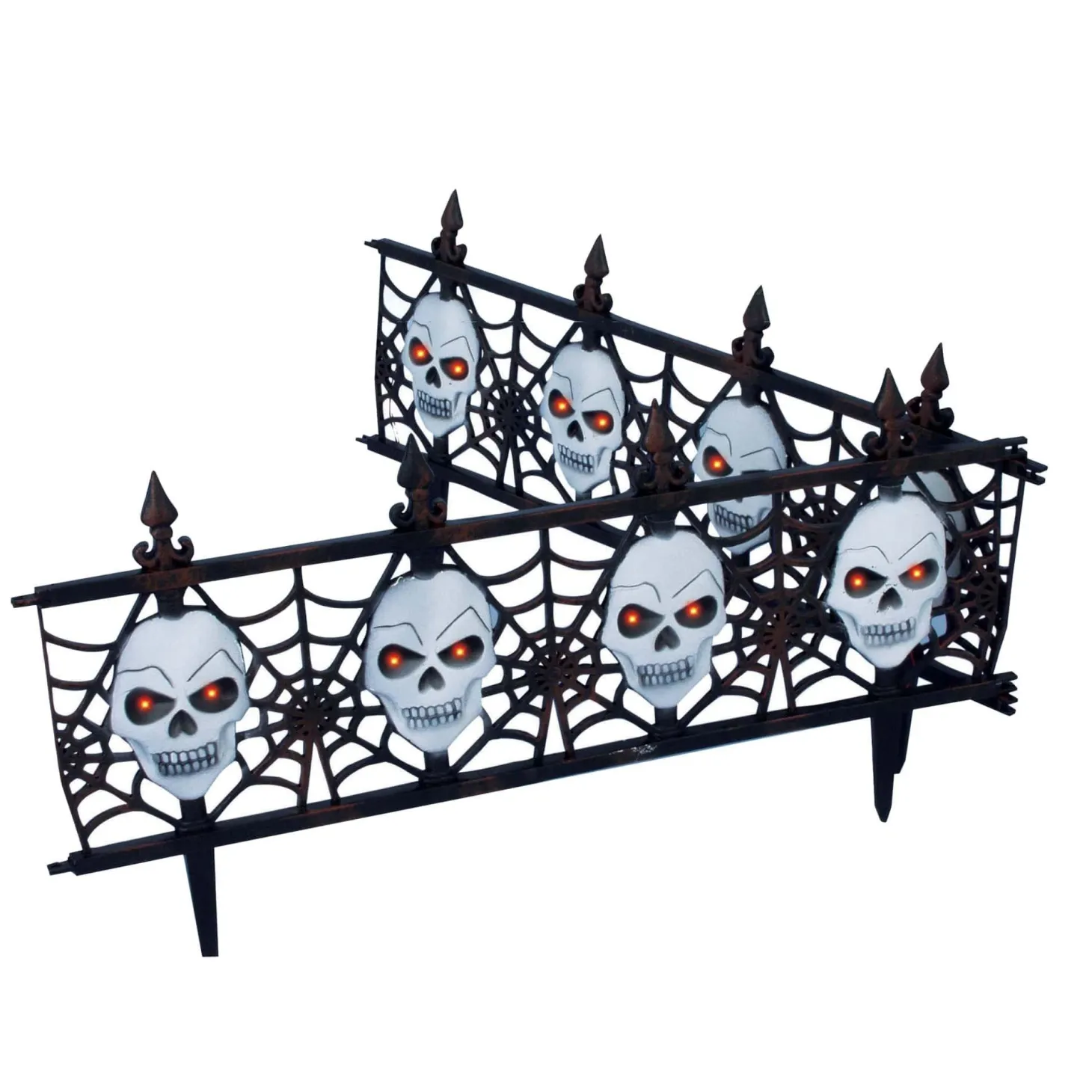 12-inch Light Up Gothic Skull Fence - 2 Piece