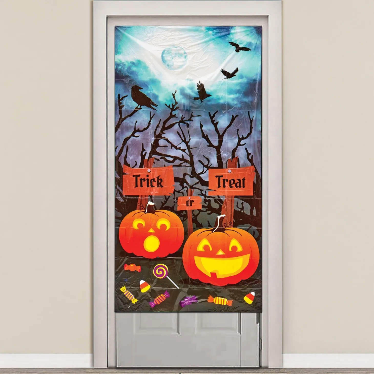 60-inch Trick or Treat Halloween Door Cover Decoration
