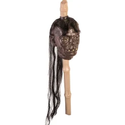 19.5-inch Voodoo Witch Doctor Shrunken Head on a Stick