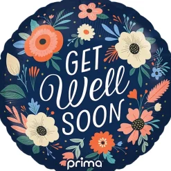 18in Round Get Well Soon Floral Foil Balloon