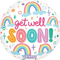 18in Round Get Well Soon Rainbow Foil Balloon