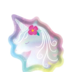 Iridescent Enchanted Unicorn Shaped Paper Plates, 7in, 8ct