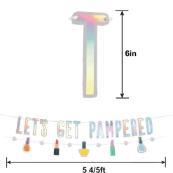 Iridescent Let's Get Pampered Cardstock & Foil Banner Set, 2pc - Spa Party