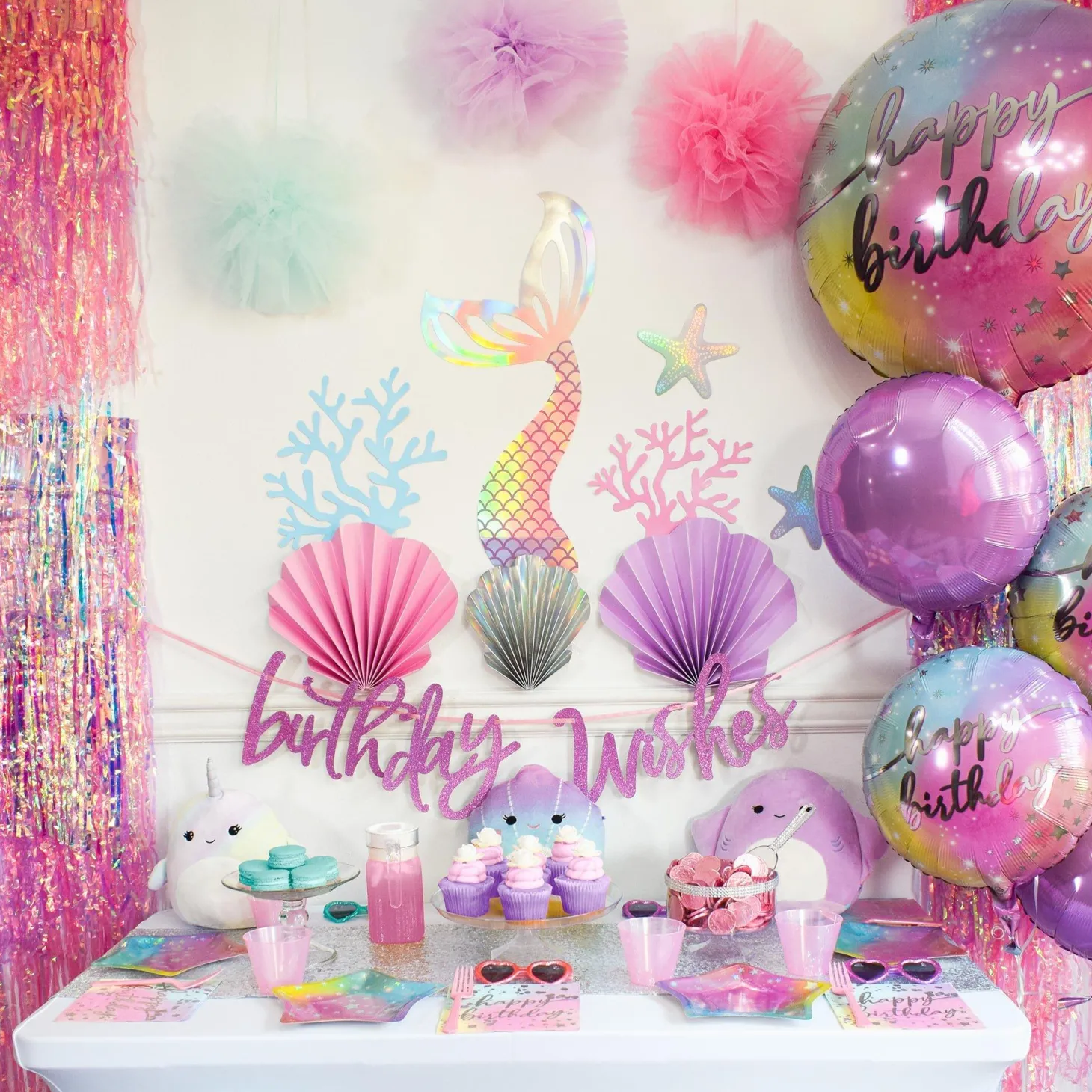 Iridescent Luminous Happy Birthday Foil Balloon, 18in