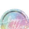 Iridescent Luminous Rainbow Birthday Paper Lunch Plates, 9in, 8ct