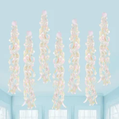 Iridescent Luminous Rainbow Fabric Swirl Decorations, 34in, 10ct