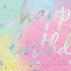 Iridescent Luminous Rainbow Birthday Paper Lunch Napkins, 6.5in, 16ct