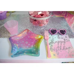 Iridescent Luminous Rainbow Birthday Paper Lunch Napkins, 6.5in, 16ct