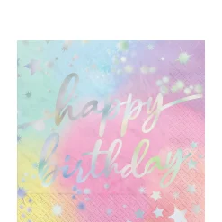 Iridescent Luminous Rainbow Birthday Paper Lunch Napkins, 6.5in, 16ct