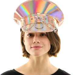 Iridescent Pink Leather Festival Hat