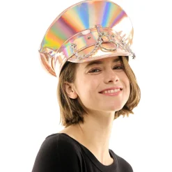 Iridescent Pink Leather Festival Hat