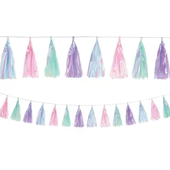Iridescent Plastic & Tissue Paper Tassel Garland, 10ft