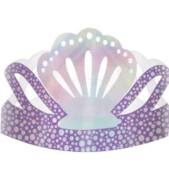 Iridescent Shimmering Mermaids Cardstock Tiaras, 7.75in, 8ct