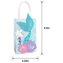 Iridescent Shimmering Mermaids Create Your Own Kraft Favor Bag Kit, 5.25in x 8.4in, 8ct