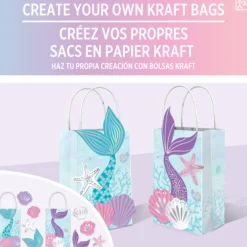 Iridescent Shimmering Mermaids Create Your Own Kraft Favor Bag Kit, 5.25in x 8.4in, 8ct