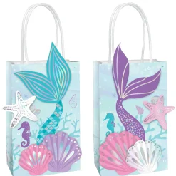 Iridescent Shimmering Mermaids Create Your Own Kraft Favor Bag Kit, 5.25in x 8.4in, 8ct