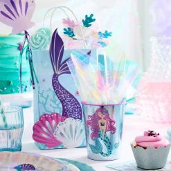 Iridescent Shimmering Mermaids Create Your Own Kraft Favor Bag Kit, 5.25in x 8.4in, 8ct