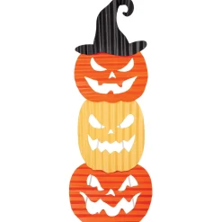 Jack-o'-Lantern Corrugated Metal Stacked Sign, 9.8in x 28in