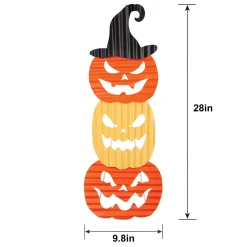 Jack-o'-Lantern Corrugated Metal Stacked Sign, 9.8in x 28in