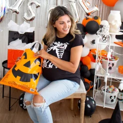 Jack-o'-Lantern Plastic Trick-or-Treat Bag, 14in x 15.5in