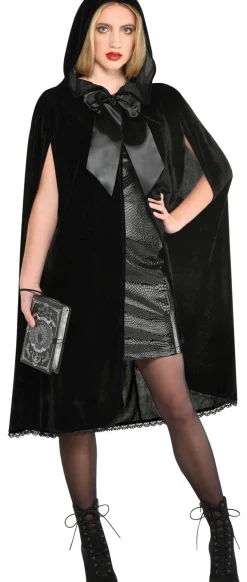 Lace-Lined Hooded Cape with Oversized Bow