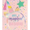 Large Glossy Magical Unicorn Birthday Gift Bag, 10.5in x 13in
