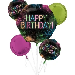 Let's Glow Crazy Birthday Foil Balloon Bouquet, 5pc