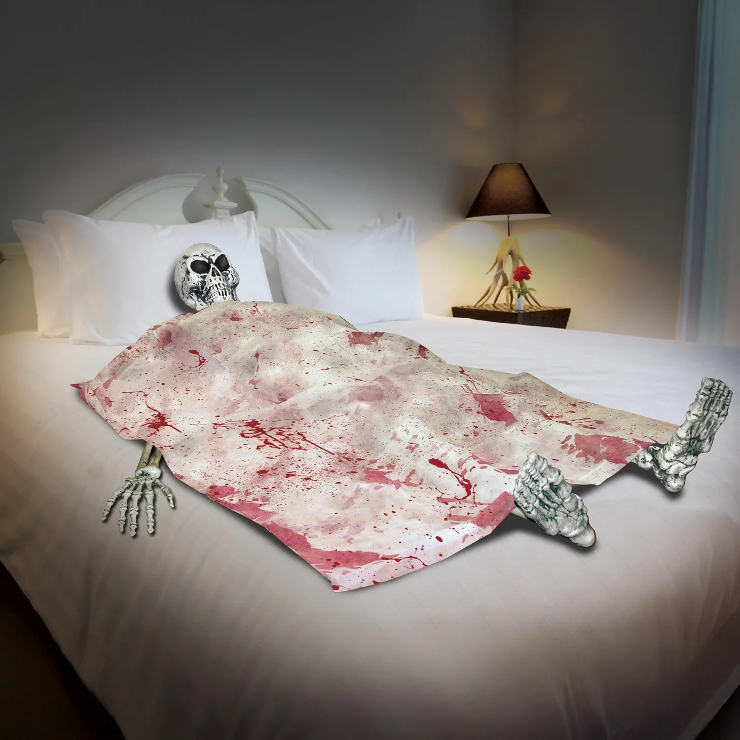 Lifesize Bloody Death Bed Skeleton Decoration
