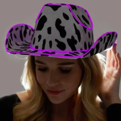 Light-Up Cow Print Cowboy Hat
