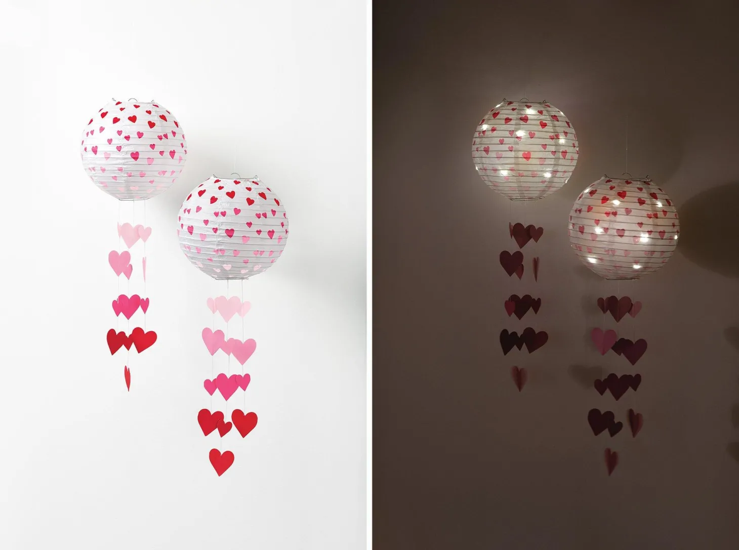 Light-Up Valentine's Day Hearts Paper Lanterns, 9.5in, 2ct