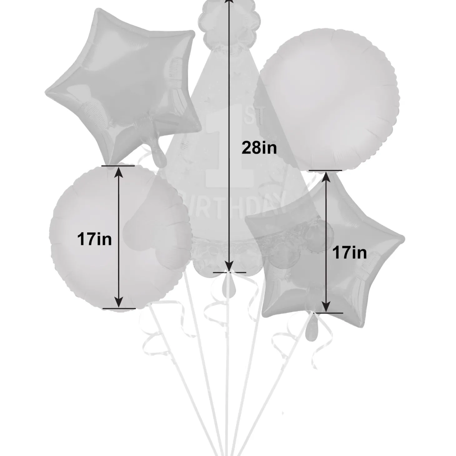 Little Miss One-derful 1st Birthday Foil Balloon Bouquet, 5pc