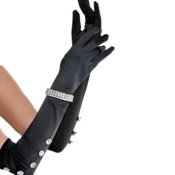 Long Satin Rhinestone Gloves