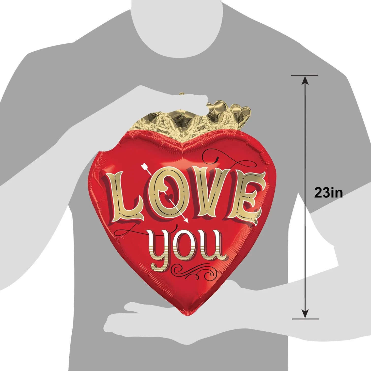 Love You Heart-Shaped Foil Balloon, 20in x 23in - Just My Type