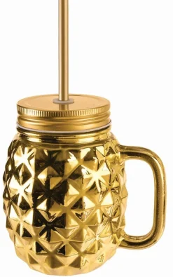 Luau Luxe Gold Pineapple Mason Jar