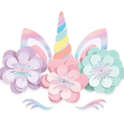 Magical Rainbow Unicorn Floral Cutouts 8ct