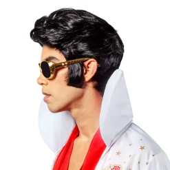Men's Black Elvis Wig - Deluxe