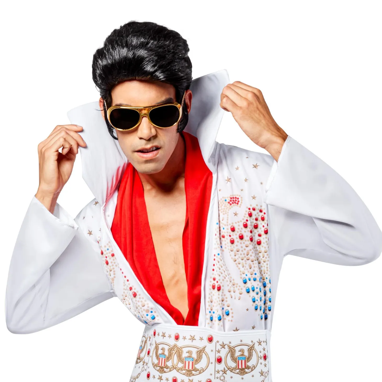 Men's Black Elvis Wig - Deluxe