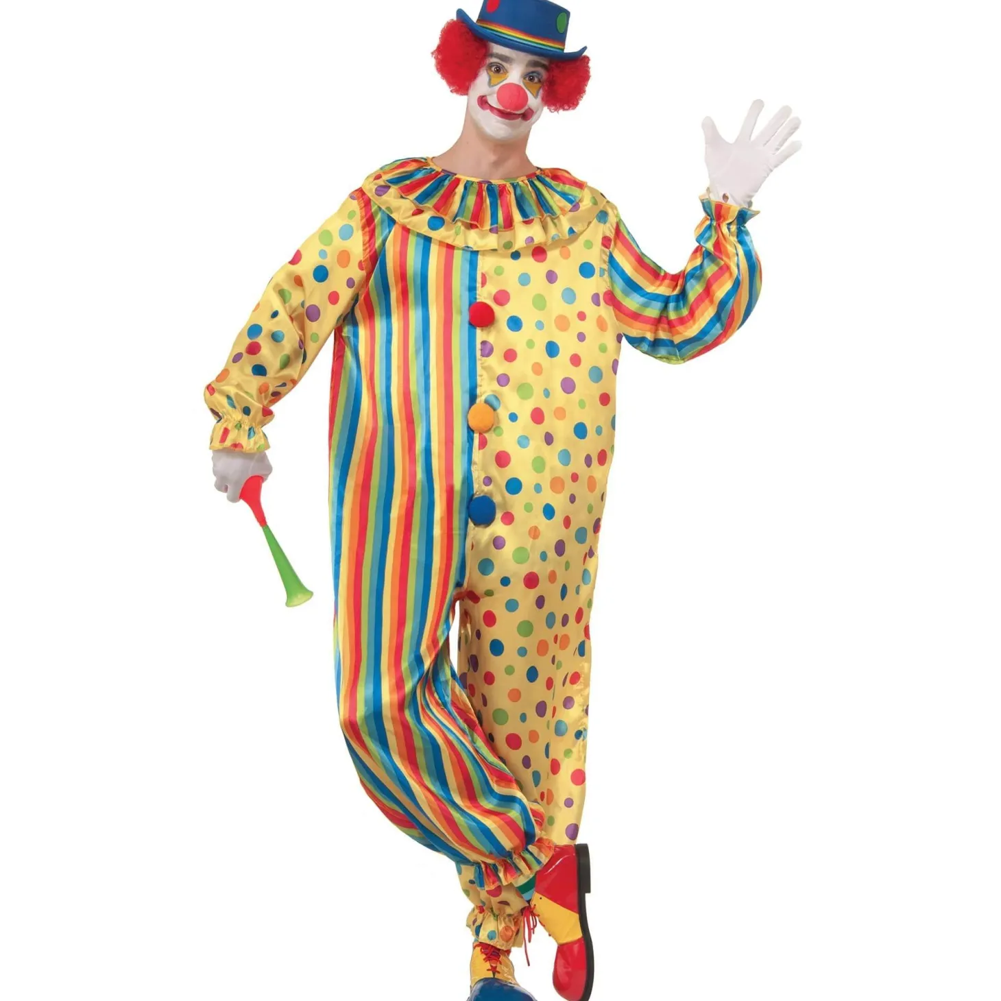 Men's Polka Dot and Striped Spots The Clown Costume