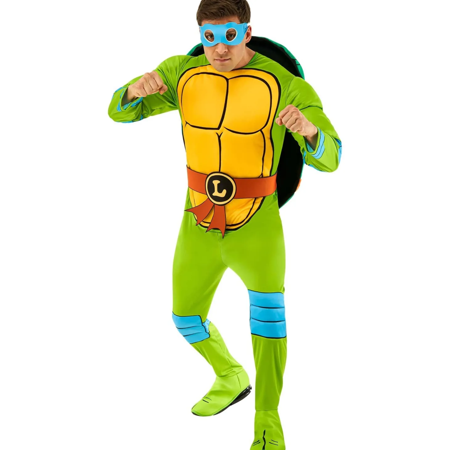 Men's Retro Teenage Mutant Ninja Turtles Leonardo Padded Jumpsuit Costume - Deluxe